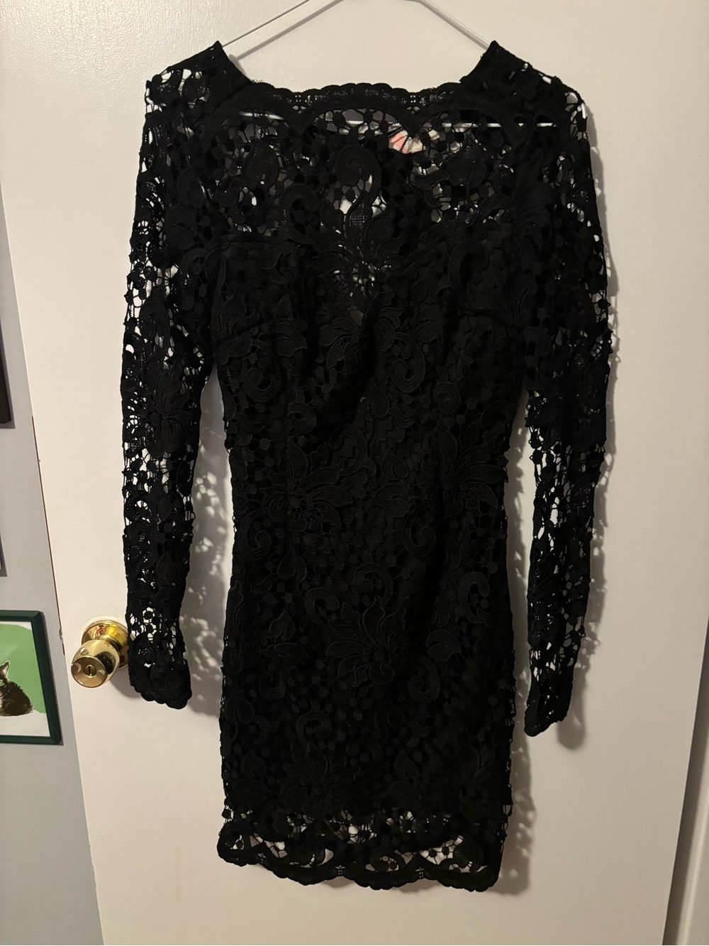 Whimsigoth Feminine Flirty L'ATISTE Black Floral Lace Sheath Dress Small